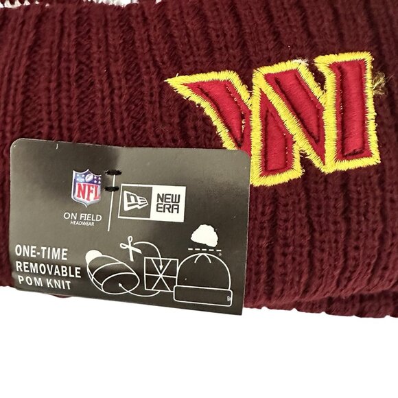 New Era Commanders On Field Knit Fully Lined Beanie w/ Pom NFL Football Athleisu - Picture 2 of 6